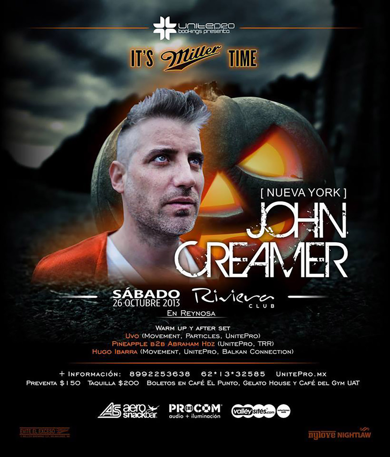 Poster para concierto de música electrónica del DJ John Creamer por Cinefilmico.