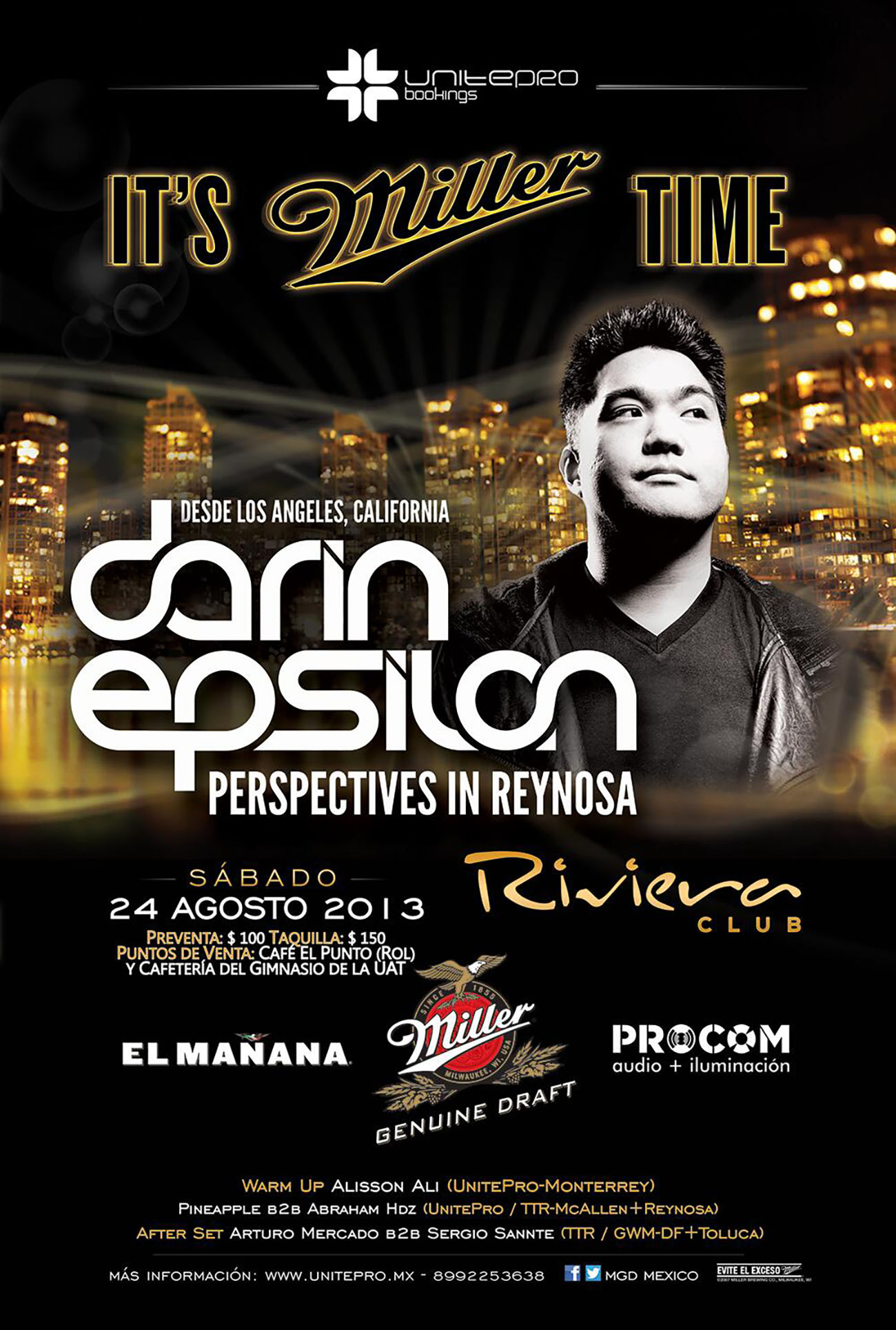 Poster para concierto de música electrónica del DJ Darin Epsilon por Cinefilmico.