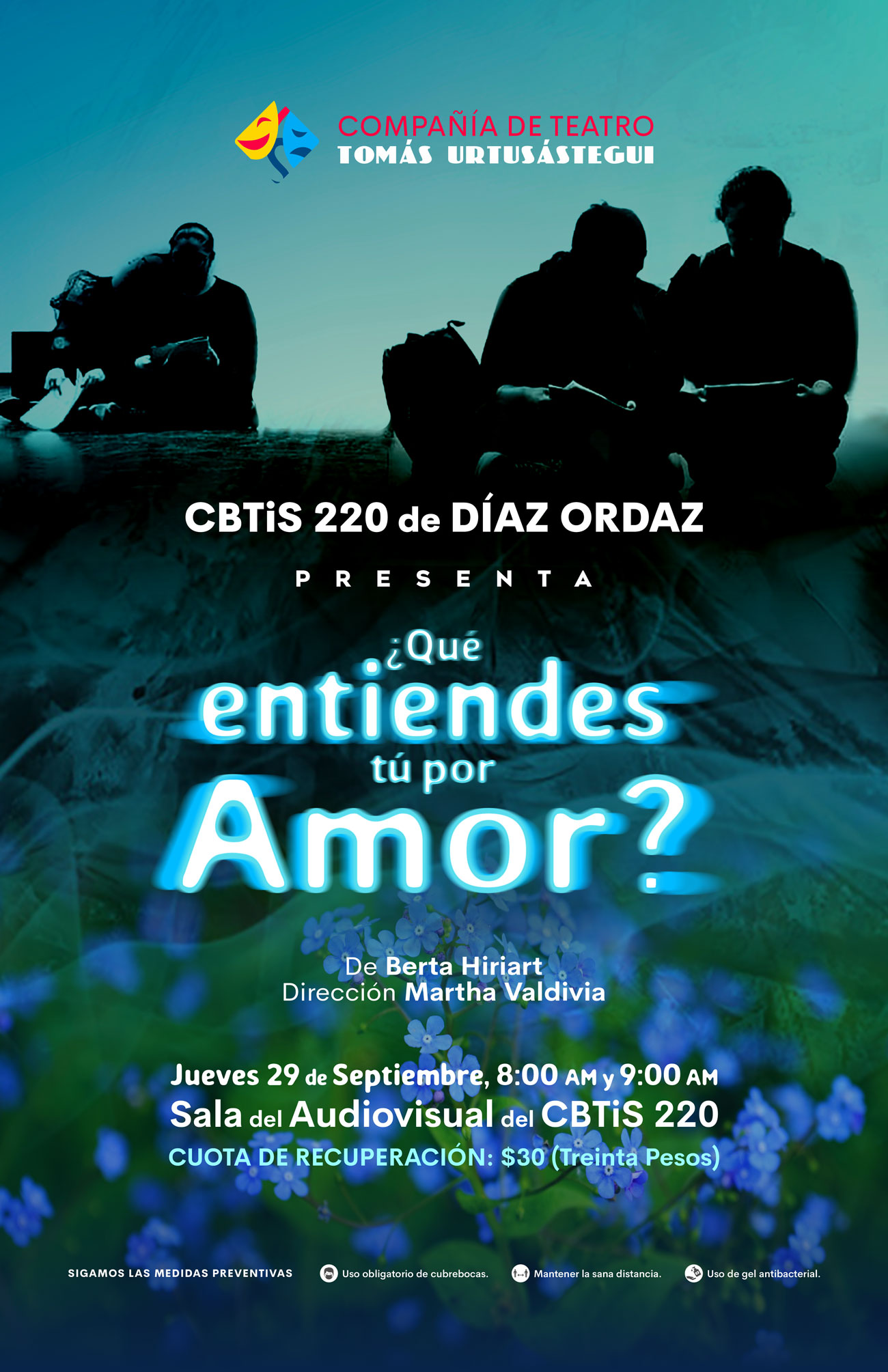 Poster diseñados para obra de teatro Qué Entiendes Tú por Amor de Berta Hiriart.